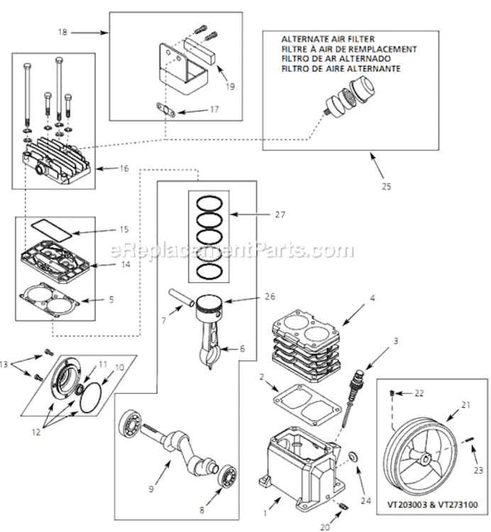 Page A Diagram and Parts List for VT203003 2006 Campbell Hausfeld Compressor